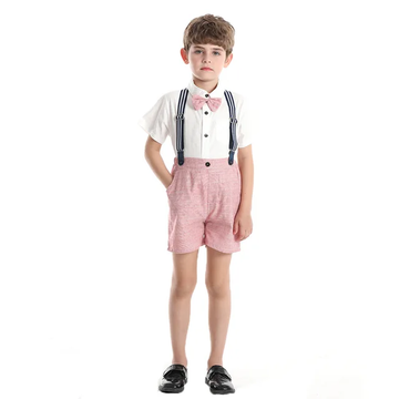 BOYS ROMPER SHORT SLEEVE BOW TIE GENTLEMAN SUIT SETS
