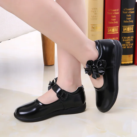 GIRLS HOOK & LOOP FASHION LEATHER FLAT SHOES