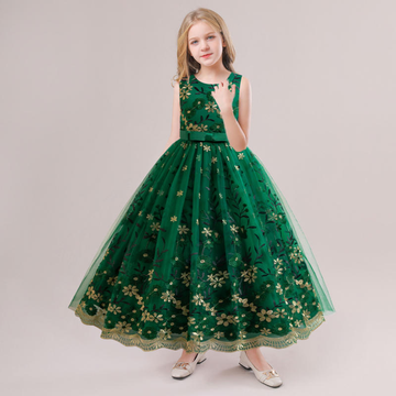 GIRL'S LONG LACE PARTY DRESS