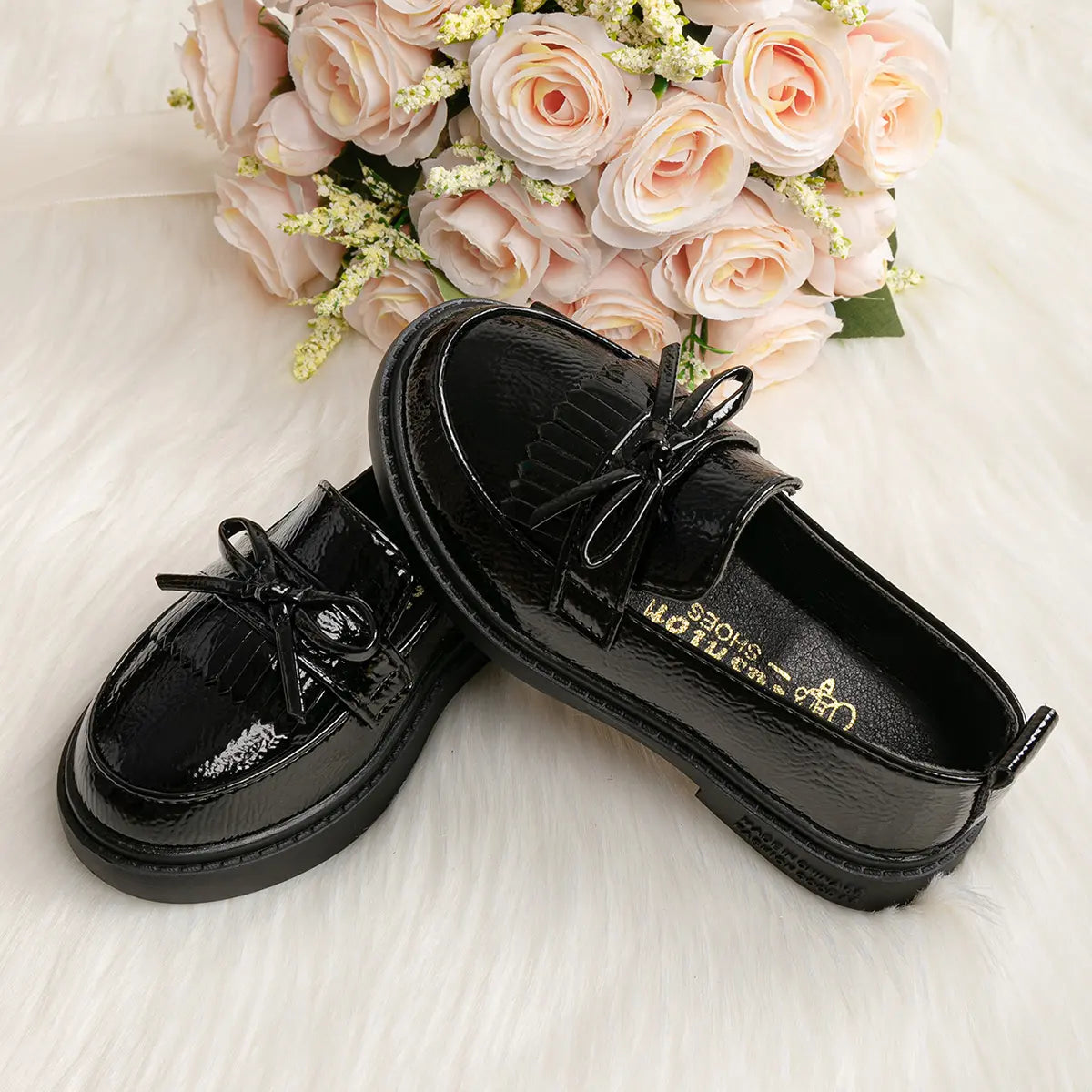 GIRLS BOW DRESS BLACK SHOES
