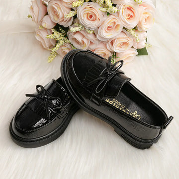 GIRLS BOW DRESS BLACK SHOES