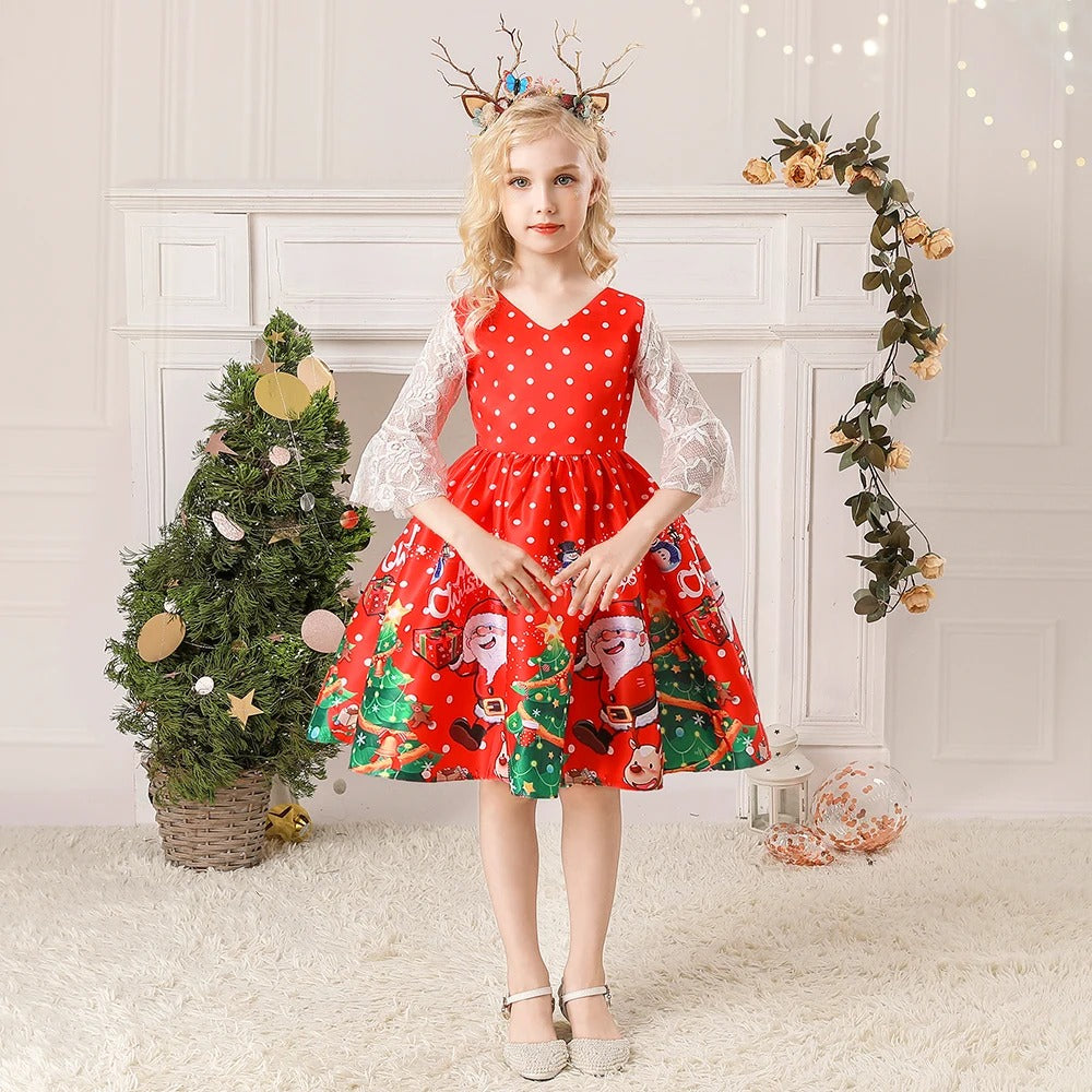 GIRL'S CHRISTMAS PRINTED DRESS
