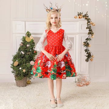 GIRL'S CHRISTMAS PRINTED DRESS